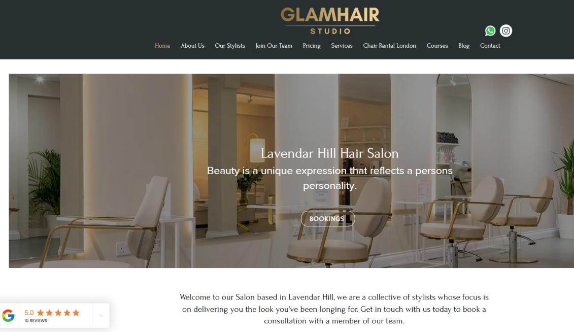 Glam Hair Studio Website